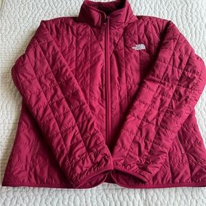 The North Face Crimson Red Quilted Jacket with fleece collar